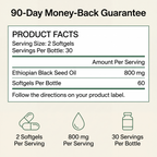 Seedelia product facts: 800 mg per two softgels and 30 servings per bottle