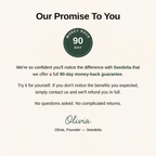Seedelia 90-day money-back promise signed by Olivia